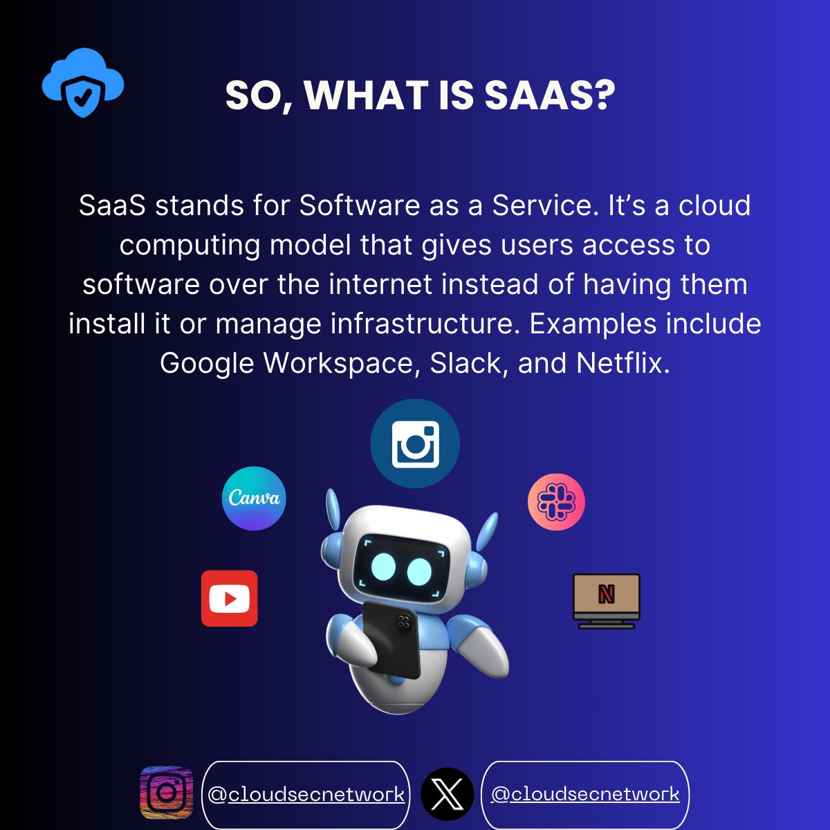 cloudsecnetwork's tweet image. SaaS platforms are transforming how we work, offering incredible flexibility and efficiency. But with great convenience comes great responsibility! Here’s a quick guide to understanding SaaS and how to keep your data safe. Swipe through to learn more! 🚀 #SaaSSecurity
