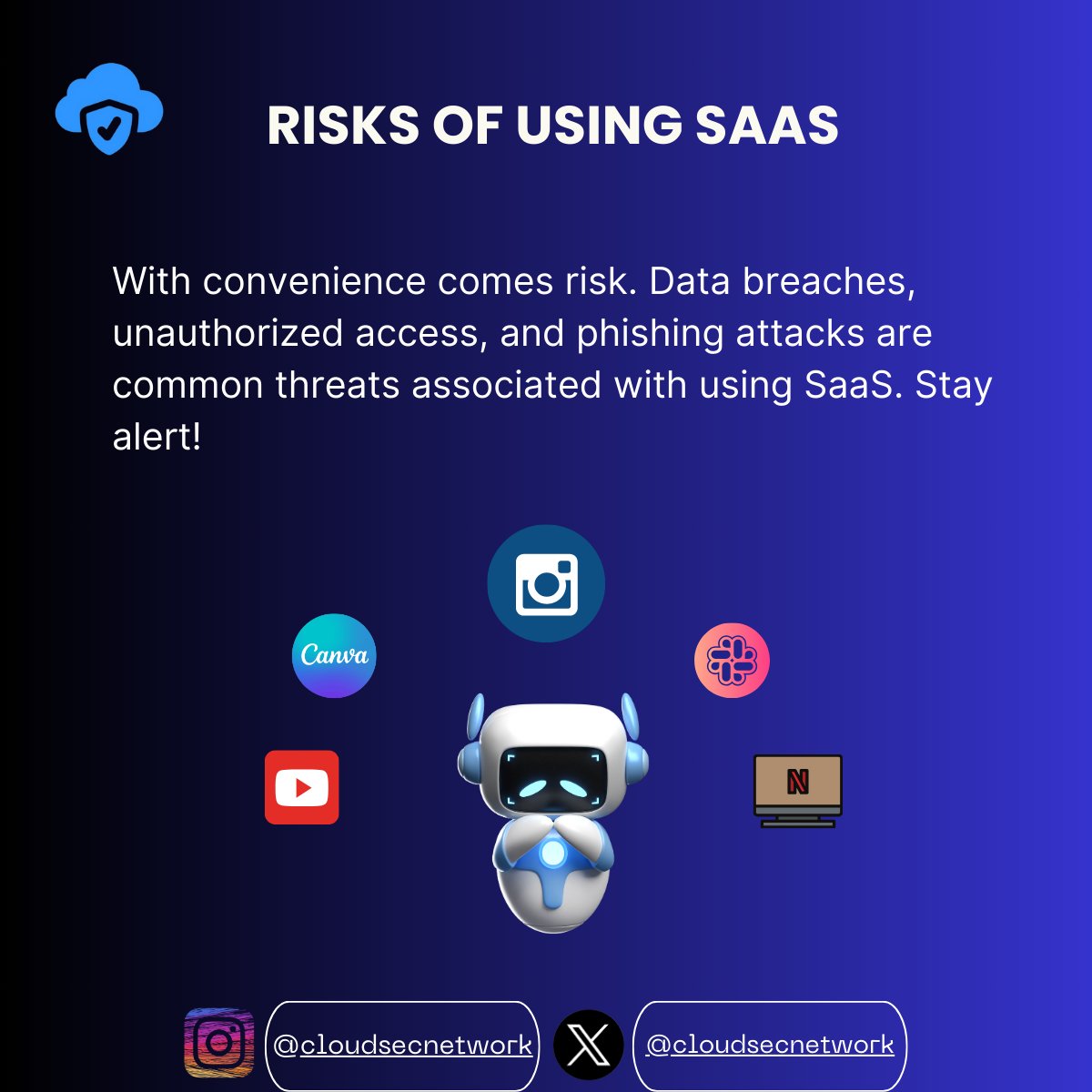cloudsecnetwork's tweet image. SaaS platforms are transforming how we work, offering incredible flexibility and efficiency. But with great convenience comes great responsibility! Here’s a quick guide to understanding SaaS and how to keep your data safe. Swipe through to learn more! 🚀 #SaaSSecurity