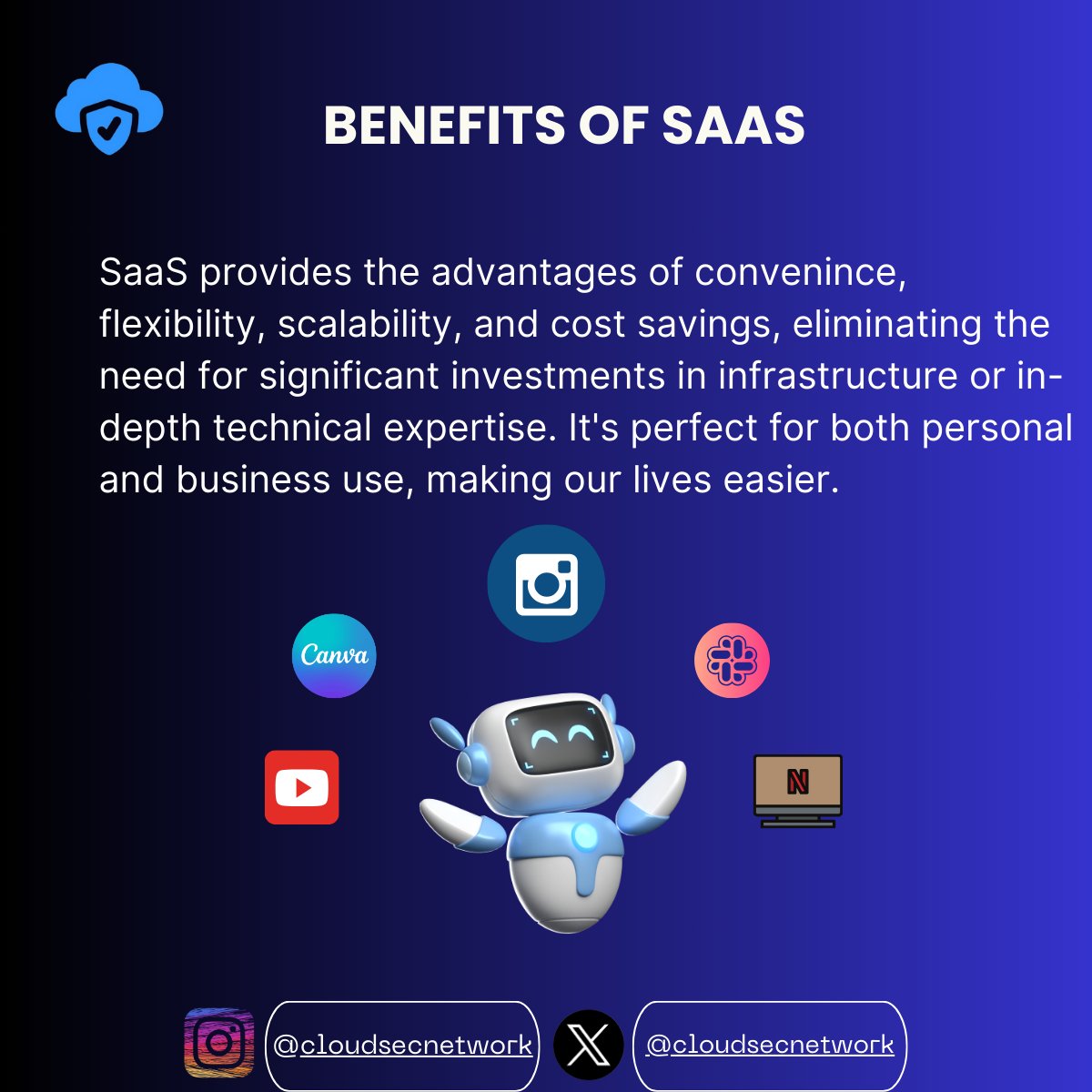 cloudsecnetwork's tweet image. SaaS platforms are transforming how we work, offering incredible flexibility and efficiency. But with great convenience comes great responsibility! Here’s a quick guide to understanding SaaS and how to keep your data safe. Swipe through to learn more! 🚀 #SaaSSecurity