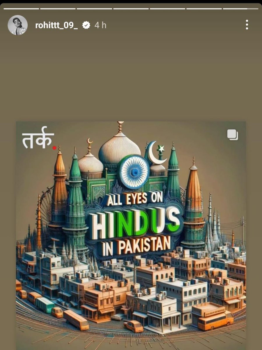 Rohit having 28 million Followers Shared this on his Story 
'All Eyes on Hindus in Pakistan'

These Influencers are followed by Millions of Secular Hindus who are young 

Good Change