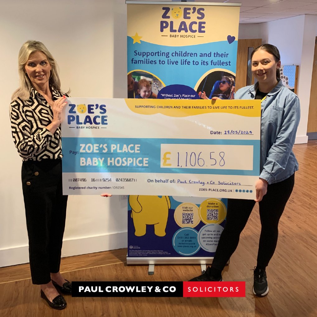 Paul Crowley & Co visited 🧸 Zoë’s Place, to present a cheque in support of the baby hospice.
#paulcrowleysolicitors #paulcrowleyandco #paulcrowleyandcosolicitors northwest #zoesplacebabyhospice #zoesplaceliverpool #zoesplace #zoesplaceliverpool #babyhospice #zoeshospice