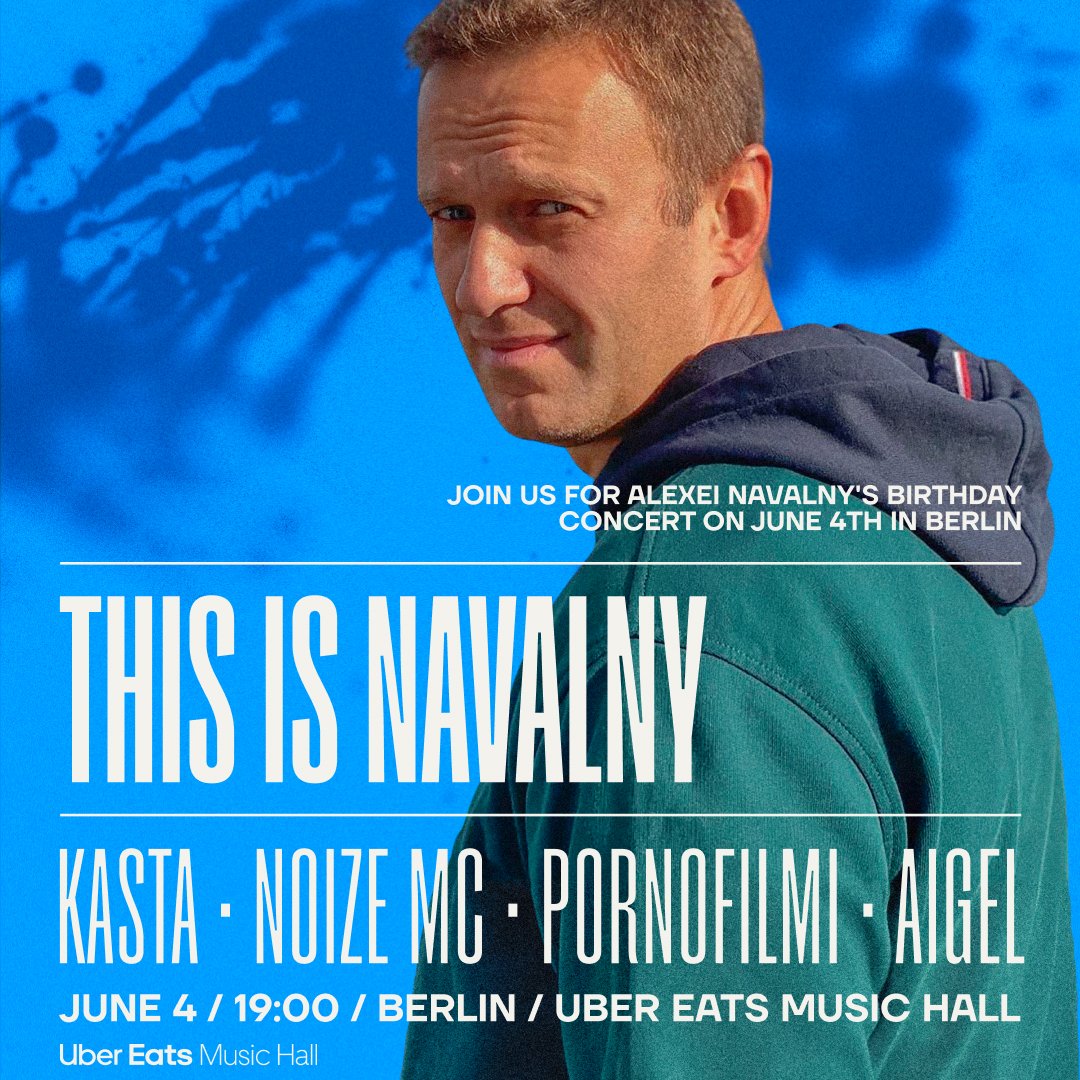 Less than a week remains until the concert in memory of Alexei Navalny Come and join us in #Berlin on June 4th! Tickets are available here: tixify.co/en?type=standt…