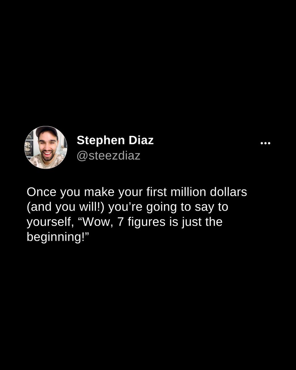 steezdiaz's tweet photo. When you cross 7 figures, I'll be at the finish line waving the flag encouraging you to keep going straight on to 8!
#businesssuccess #wealth #success #7figures #8figures https://t.co/GotJ3s7mFU