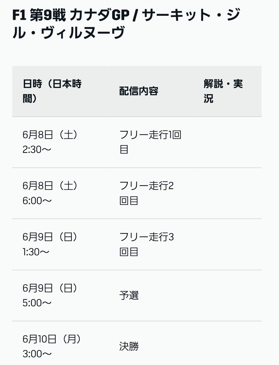 次戦はカナダGP🇨🇦
試される日本のF1ファン…
自分はリアタイ諦め😪
dazn.com/ja-JP/news/%E3…