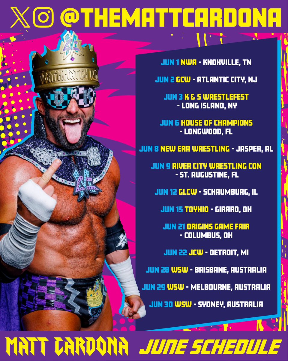 Come see me in June. I’m injured…but this isn’t a vacation. I am busier than ever. I am the #IndyGod…it’s not just a gimmick.