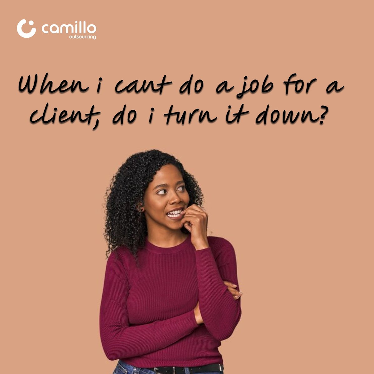 The answer is very simple.
Just Outsource it!

Let Camillo be your Outsource partner today.

info@camillo.ng
0201-343-8060
0201-343-8061

#camillo #outsource #outsourcingpartner
#businessprocess #businessowner