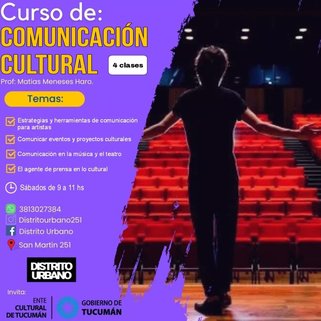 Este sábado 1 de junio de 9 a 11 hs arranco con este CURSO. La idea es brindar herramientas y estrategias de comunicación que sirvan para comunicar eventos y/o proyectos culturales en 4 clases presenciales. (ABRO HILO)...