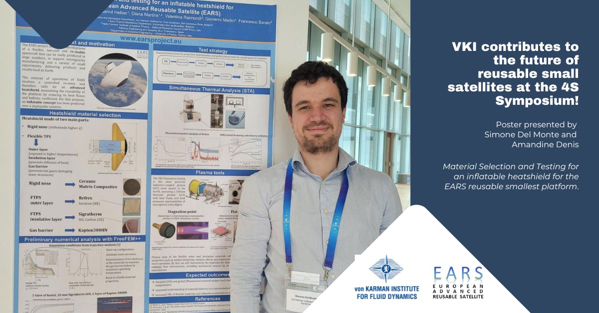 S. Del Monte and A. Denis presented at the 4S Symposium a poster on Material selection and testing for an inflatable heatshield for the #EARS #reusable smallest platform #4SSymposium #smallsatellite #HorizonEU
 earsproject.eu