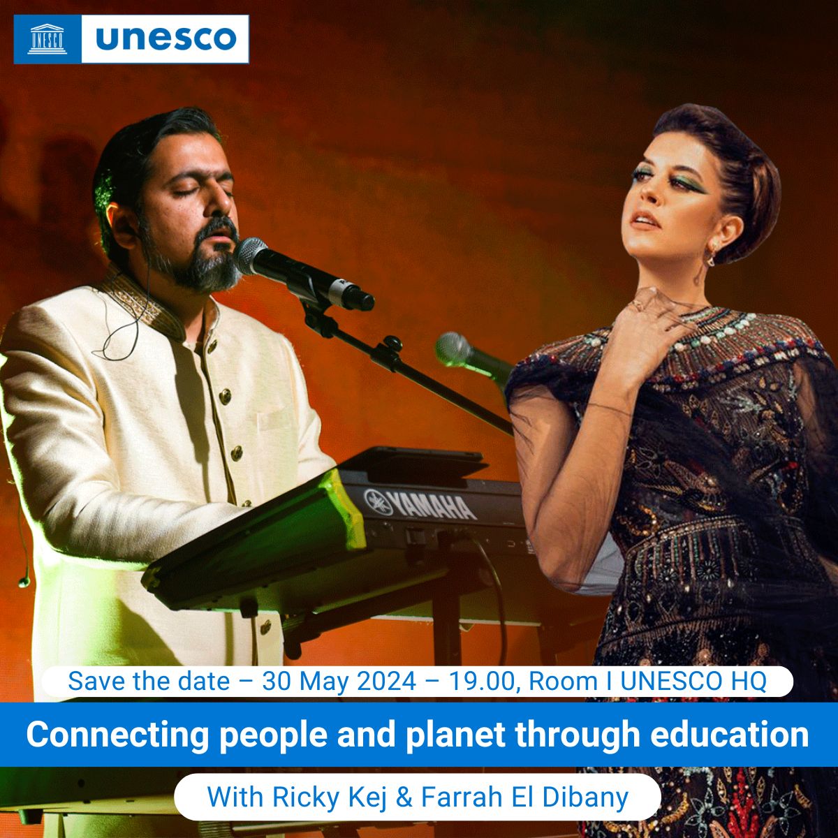 Ahead of this year's #WorldEnvironmentDay, don't miss @UNESCO's event - 'Connecting people and planet through education' - with artists @RickyKej and Farrah El Dibany on 30 May from 19:00-20:45 pm CET. Find out more and register online: unesco.org/en/articles/co… #LearnForOurPlanet