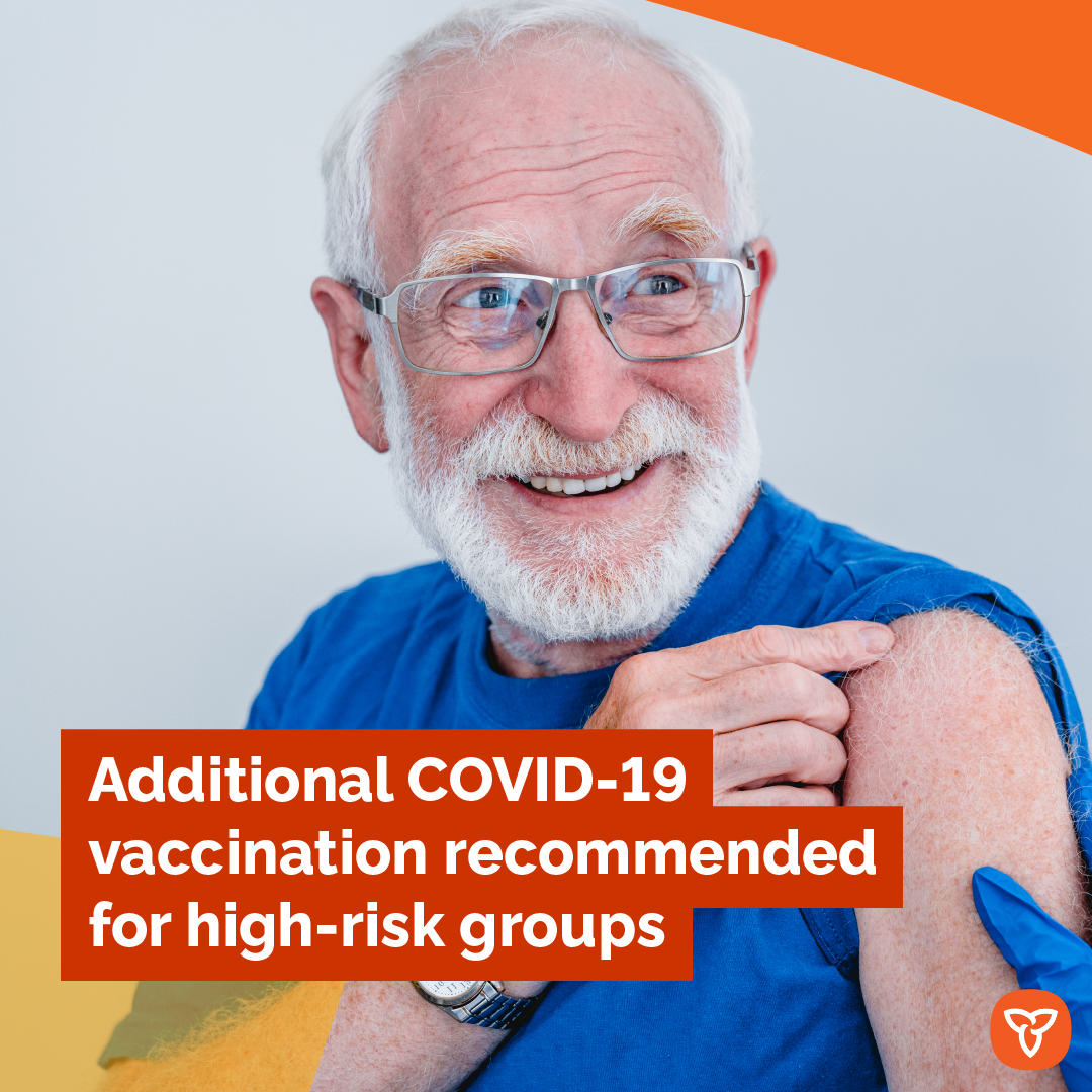 If you are over 65 or belong to a high-risk group, it is recommended you receive an additional dose of a COVID-19 vaccine this spring.

Learn if you are at increased risk of severe illness from COVID-19 and how to book an appointment: ontario.ca/page/covid-19-…