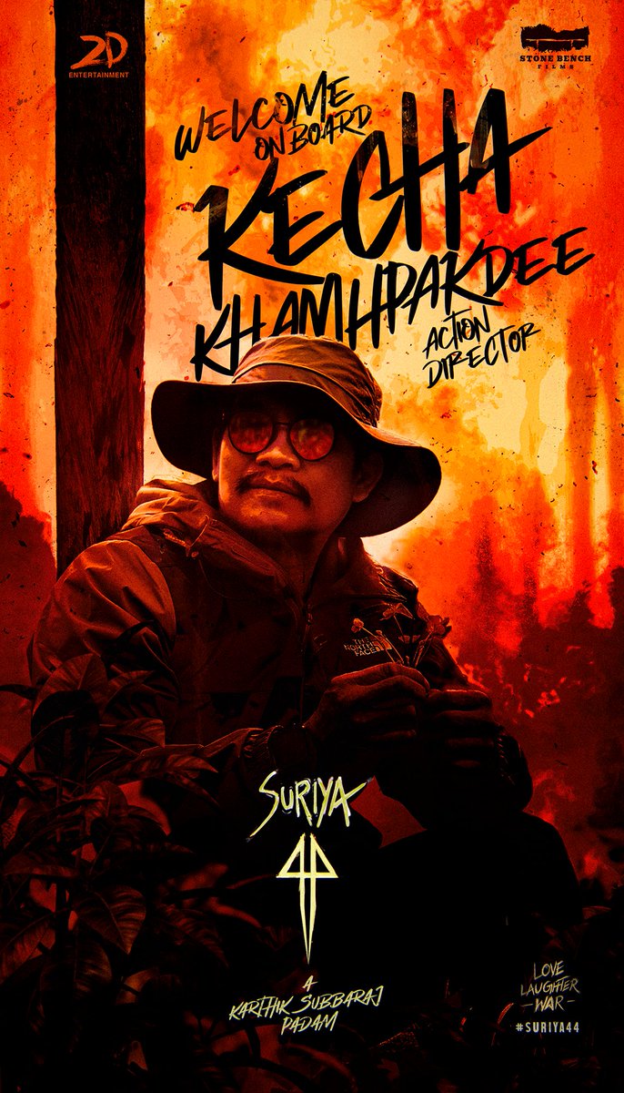 2D_ENTPVTLTD's tweet photo. A man of few words and a lot of action. @JaikaStunts takes up the role of Action Director in #Suriya44 🔥 

Welcome onboard #KechaKhamhpakdee 🥷🏻

#LoveLaughterWar ❤️‍🔥

#AKarthikSubbarajPadam 📽️

@Suriya_Offl @karthiksubbaraj @Music_Santhosh @rajsekarpandian @kaarthekeyens @kshreyaas @cheps911 @jacki_art @stonebenchers @prosathish @proyuvraaj