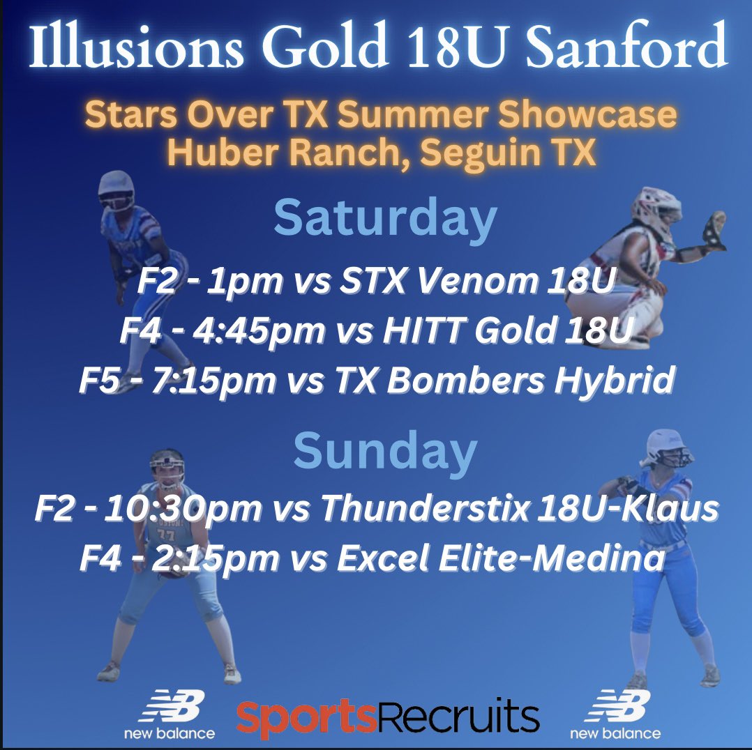 Illusions Gold Premier CTX 18U-Sanford (@goldctx) on Twitter photo First showcase of the summer! 💯☀️<a href="/TAMIU_SB/">Texas A&M International Softball</a> <a href="/SRSU_Softball/">Sul Ross Softball</a> <a href="/TAMUKSB/">Javelina Softball</a> <a href="/McMSoftballteam/">McMurry Softball</a> <a href="/wtcsoftball/">WTC Softball</a> <a href="/PJ3sticks/">Pharis Jackson (PJ)</a> <a href="/HPUsoftball/">Howard Payne Softball</a> <a href="/ctxsoftball/">ctxsoftball</a> <a href="/mcchapssoftball/">MCSoftballChaps</a> <a href="/UHV_Softball/">UHV Softball</a> <a href="/TamusaSoftball/">TAMUSA Softball</a> <a href="/MacBulldogsSB/">McPherson Softball🥎</a> <a href="/PJCSoftball/">Paris JC Softball</a> <a href="/CoastalBendSB/">Coastal Bend Softball</a> <a href="/USTCeltsSB/">UST Softball</a> <a href="/SUPiratesSB/">Southwestern SB</a> <a href="/Sports_Recruits/">SportsRecruits</a> First showcase of the summer! 💯☀️<a href="/TAMIU_SB/">Texas A&M International Softball</a> <a href="/SRSU_Softball/">Sul Ross Softball</a> <a href="/TAMUKSB/">Javelina Softball</a> <a href="/McMSoftballteam/">McMurry Softball</a> <a href="/wtcsoftball/">WTC Softball</a> <a href="/PJ3sticks/">Pharis Jackson (PJ)</a> <a href="/HPUsoftball/">Howard Payne Softball</a> <a href="/ctxsoftball/">ctxsoftball</a> <a href="/mcchapssoftball/">MCSoftballChaps</a> <a href="/UHV_Softball/">UHV Softball</a> <a href="/TamusaSoftball/">TAMUSA Softball</a> <a href="/MacBulldogsSB/">McPherson Softball🥎</a> <a href="/PJCSoftball/">Paris JC Softball</a> <a href="/CoastalBendSB/">Coastal Bend Softball</a> <a href="/USTCeltsSB/">UST Softball</a> <a href="/SUPiratesSB/">Southwestern SB</a> <a href="/Sports_Recruits/">SportsRecruits</a>