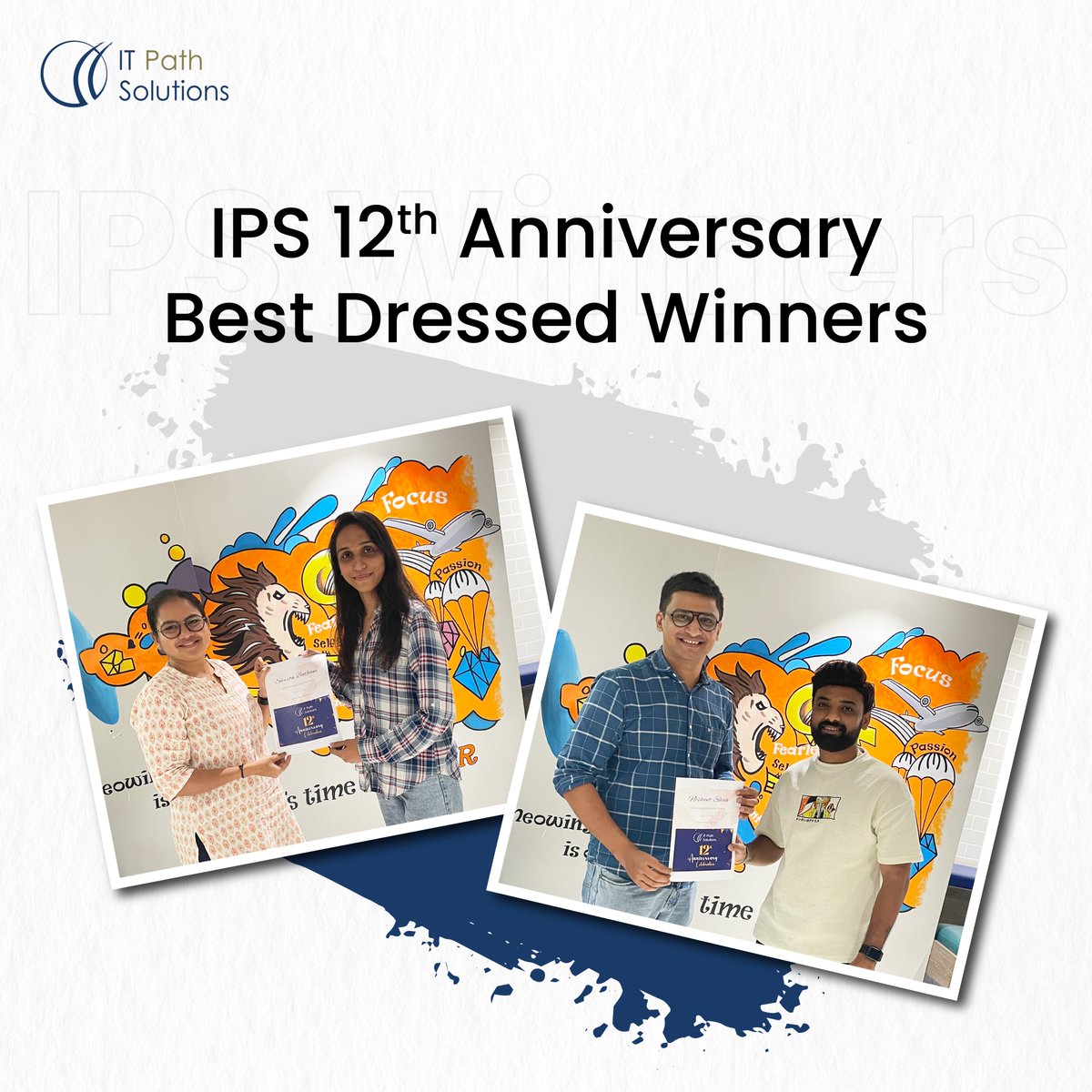 itpathsolutions's tweet photo. ๐โจ Congratulations to our SM Contest - (Shweta Bathani) and Best dressed winners for 12th anniversary - (Shweta Bathani & Nishant Shah) for showcasing incredible talent and dazzling us with impeccable style.
#SMContest #IPS12thAnniversary #BestDressed #ITPathSolutions https://t.co/XI7tWC1jeK