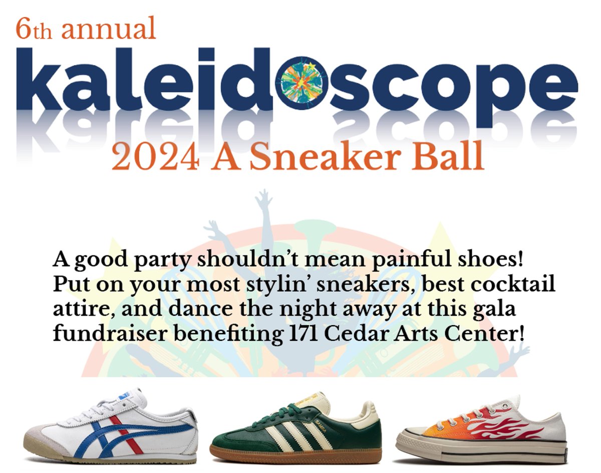 Sign up for our e-Newsletter! Don't Miss Out! Last Call for Tickets to Kaleidoscope, A Sneaker Ball, Saturday, June 1st!

mailchi.mp/171cedararts/1…
