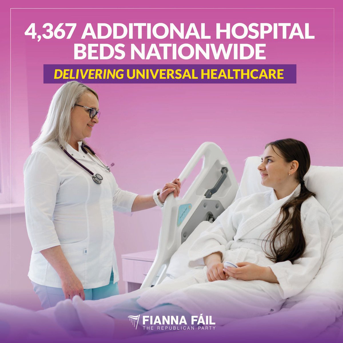 Minister for Health @DonnellyStephen has announced the Acute Inpatient Hospital Bed Expansion Plan, which aims to deliver 4,367 acute hospital in-patient beds by 2031. Fianna Fáil is committed to investing in hospital bed capacity and planning appropriately for the future.