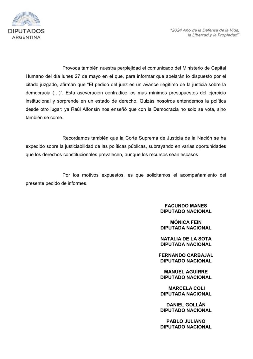 Que el Gobierno informe por qué no distribuye los alimentos cuando hay emergencia por el hambre y la malnutrición.

Presentamos con diputados de distintos bloques un pedido de informes al Poder Ejecutivo para que detalle por qué no cumple sin dilaciones con el fallo judicial