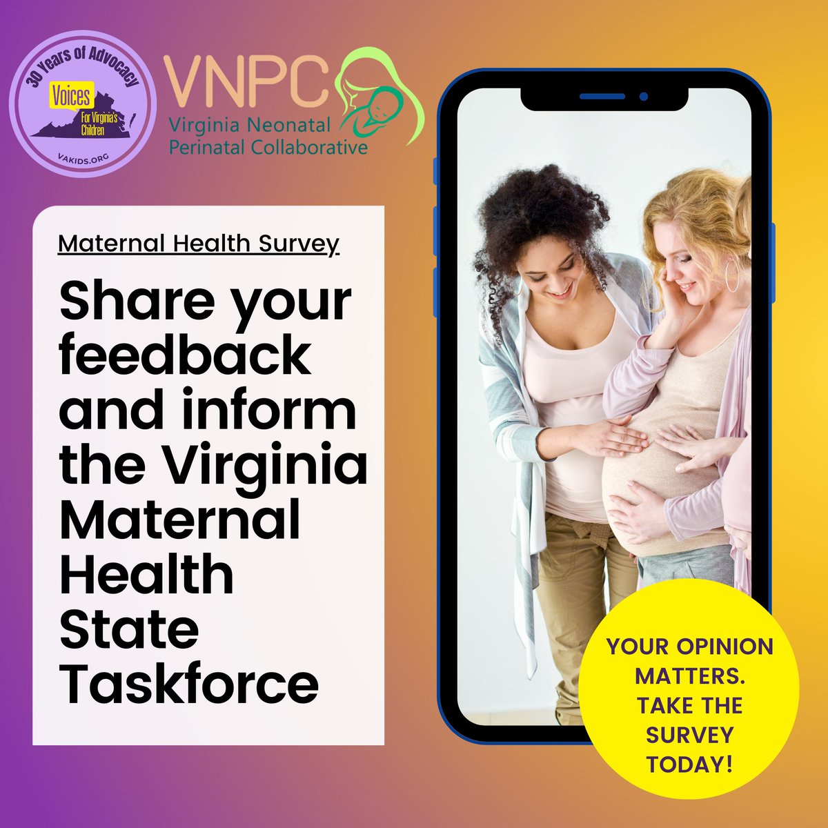 Voices is part of the Maternal Health State Task Force, convened by the @govnpc and funded through the HRSA Maternal Health Innovation grant. We invite any organization or agency with Maternal Health priorities in VA to complete this brief survey: 
ow.ly/8fg350RUoki