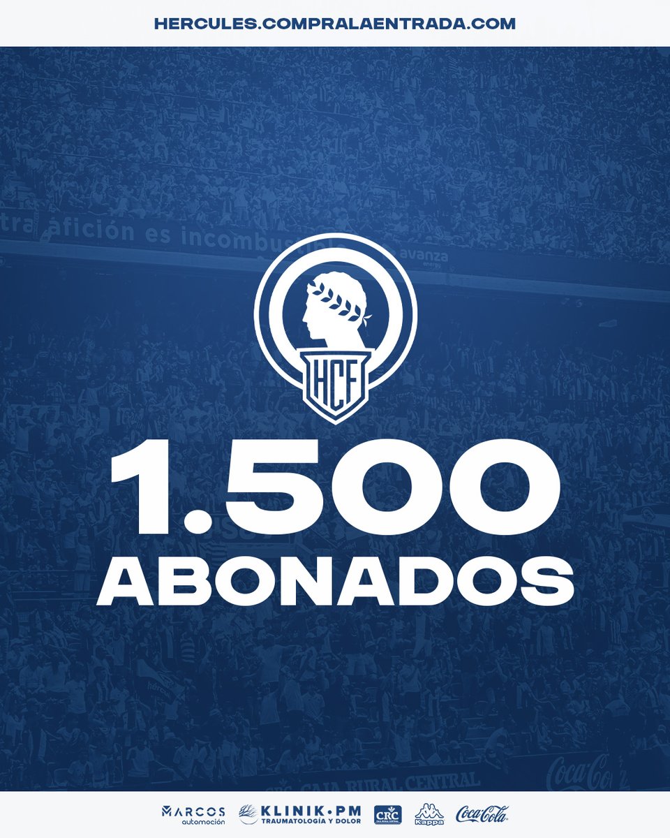 📢🔥¡𝗘𝘀𝘁𝗼 𝗻𝗼 𝗽𝗮𝗿𝗮!

✔️ 500 abonados
✔️ 1.000 abonados
✔️ 1.500 abonados
😏 ¡Vamos a por los 2.000!

hercules.compralaentrada.com

#CreoEnVosotros
💙 #MachoHércules 🤍