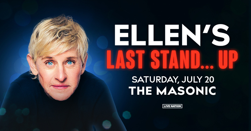 📢 JUST ANNOUNCED! The legendary Ellen DeGeneres brings her Last Stand... Up Tour to The Masonic on July 20! 🔒 Presale starts Thu, May 30 at 12:00pm (use code SOUNDCHECK) 🎫 Tickets on sale Fri, May 31at 10:00am 🔗 livemu.sc/453TVbO