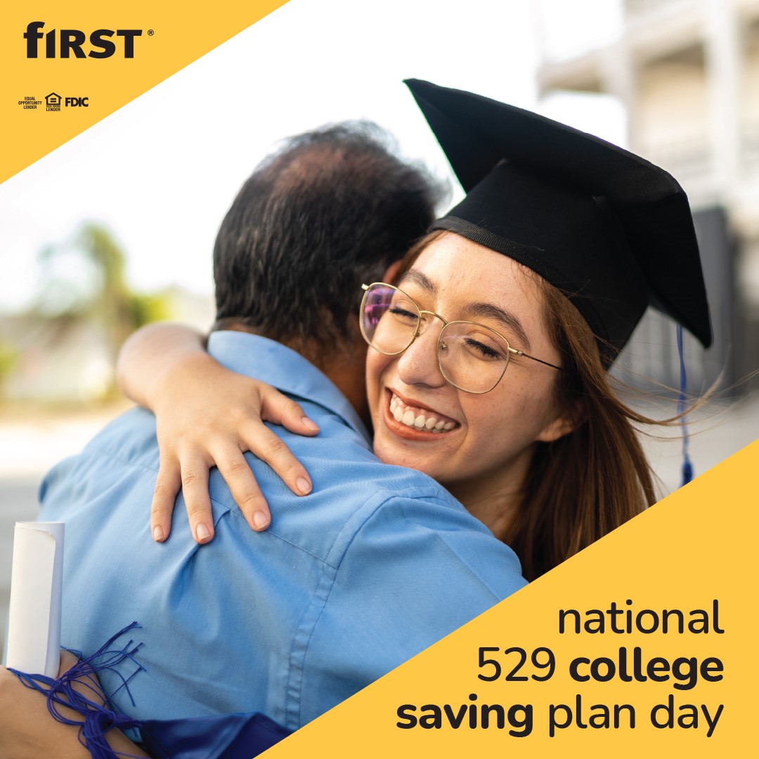 Today is National 529 College Savings Plan Day! It is a great time to look at your options for savings plans that help you fund your children’s educational goals. Check out more information on 529 plans: brnw.ch/21wKf67

---
First Financial Bank. Member FDIC.