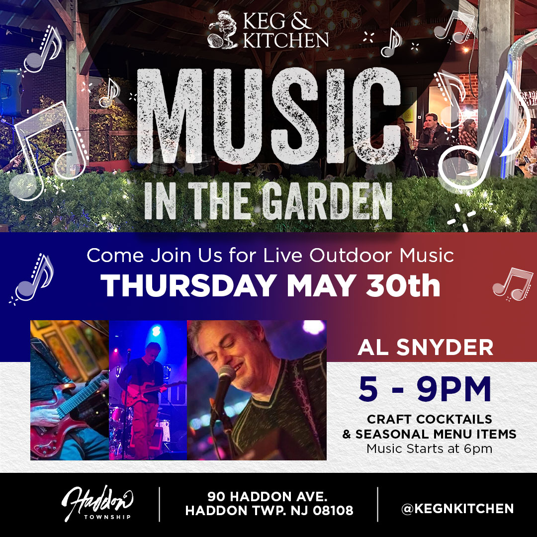 Hangin' in the Garden with Al Snyder at  this Thursday, 5/30 from 5 pm-9 pm! 📍90 Haddon Ave. #haddontwp #shophaddon #enjoyhaddon #dinelocal