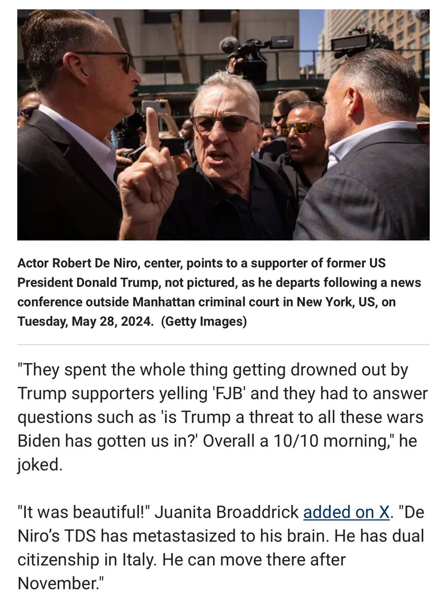 My Post about DeNiro made the Fox News article. lol.