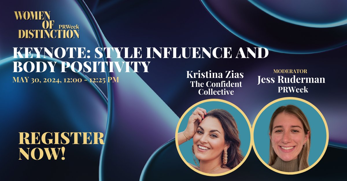 PRWeekUS's tweet image. Don't miss tomorrow's keynote fireside chat with Kristina Zias, a renowned style influencer and body positivity advocate.

Register now for tomorrow's event! brnw.ch/21wKf7b #WomenInPR #ExcellenceInPR #womenempowerment