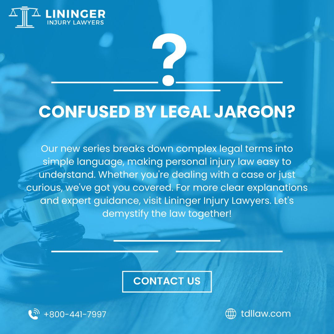 Lost in legal lingo? 🤔💬 Let's translate! Our new series makes injury law as simple as ABC. No more head-scratching, just understanding. 👉 Unravel the jargon at tdllaw.com or call 📞 +800-441-7997

#injurylawyers #accidentlawyer #caraccident #legaljargontranslated