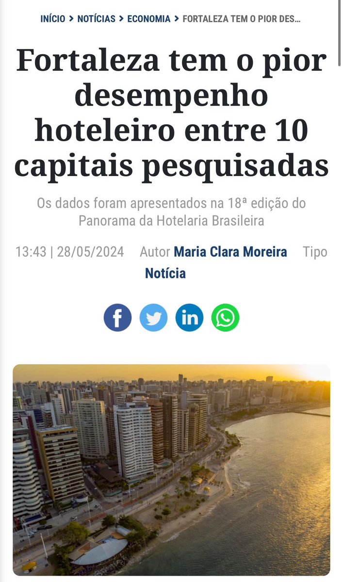 Nossa cidade é muito atraente, mas tem potencial turístico pouco aproveitado. E agora, com o pior desempenho hoteleiro do Brasil. Precisamos atrair novos vôos, precisamos investir no turismo de negócios, esportivo, cultural, além de priorizar a segurança, entre outras ações.