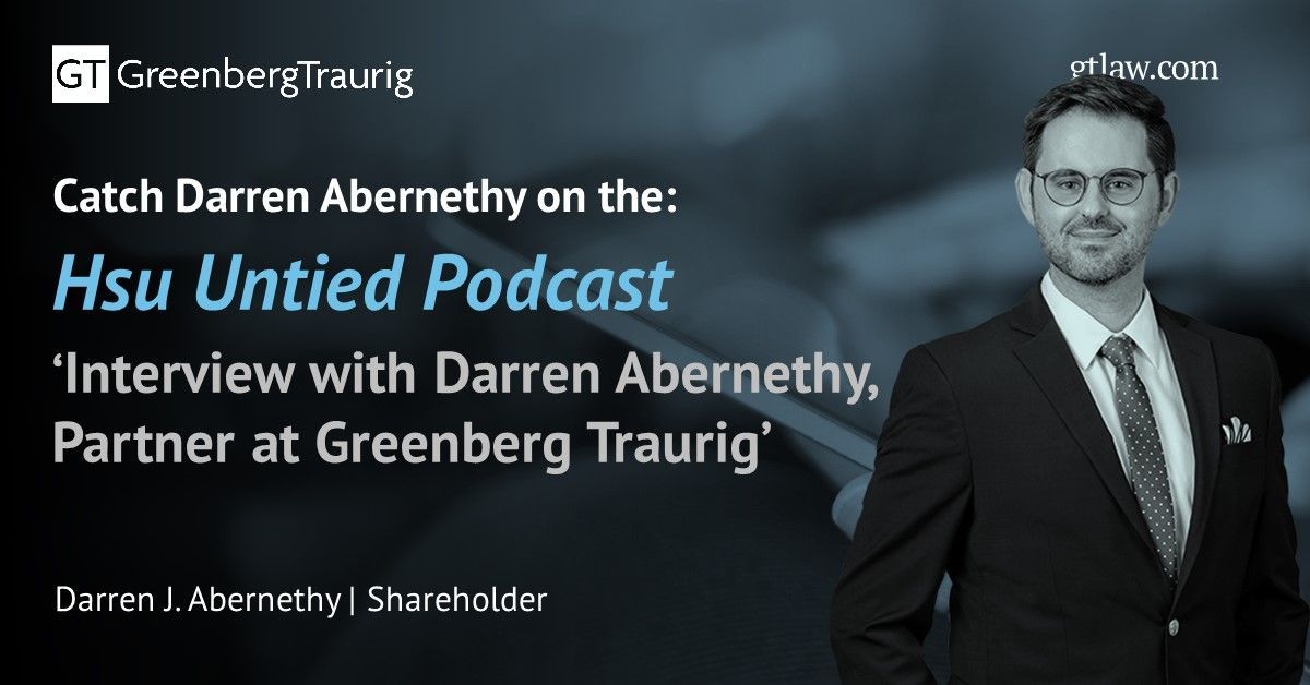 #GTSanFrancisco Shareholder Darren Abernethy recently sat down with Richard Hsu on the <a href="/HsuUntied/">HsuUntied</a> podcast. 

💻 Watch the full interview: buff.ly/4bsUjTK. #DataPrivacy #Cybersecurity #IntellectualProperty #GTInTheNews