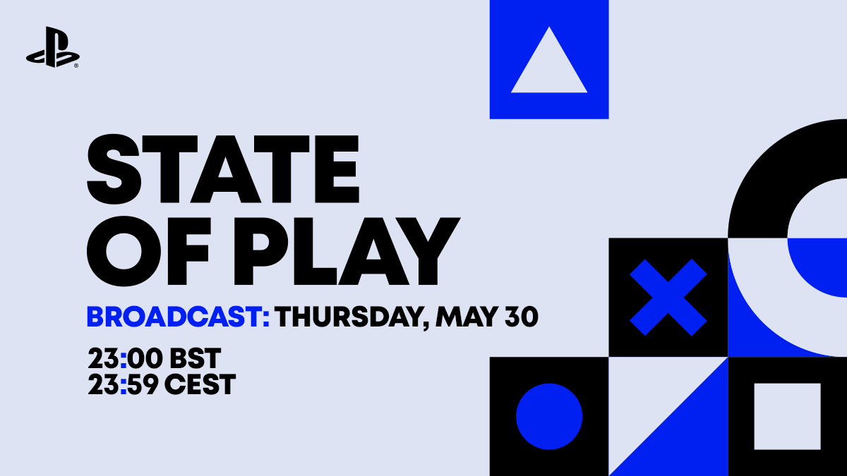 PlayStationUK's tweet photo. State of Play returns with a 30+ minute broadcast this Thursday at 11pm BST: https://t.co/2fcWTDPECd 

Tune in live for updates on 14 PS5 and PS VR2 titles, including a look at PlayStation Studios titles arriving later this year. https://t.co/f3uSOLdIbX