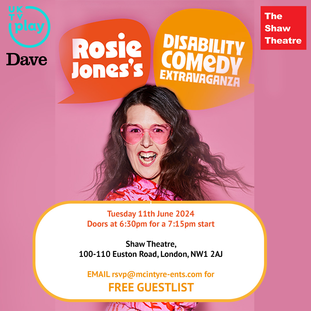 Rosie Jones’s Disability Comedy Extravaganza is BACK!  Fancy being part of the audience for a hilarious night of stand-up, featuring rising comedy stars and home-grown talent? The Shaw Theatre is fully wheelchair accessible, and there will be live captioning and a BSL