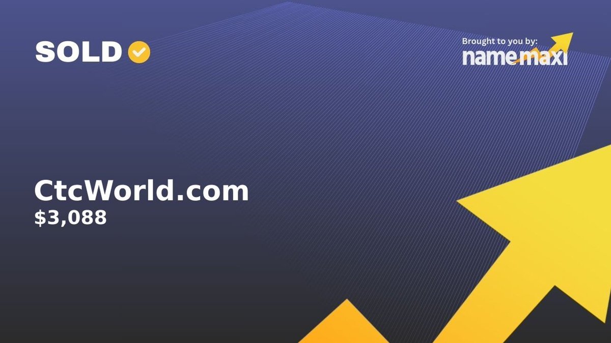 Domain Sold!
✅CtcWorld․com sold for $3,088
🛒Sold via BuyDomains
📅May 29, 2024

Similar domains:
namemaxi.com/suggestion?sea…