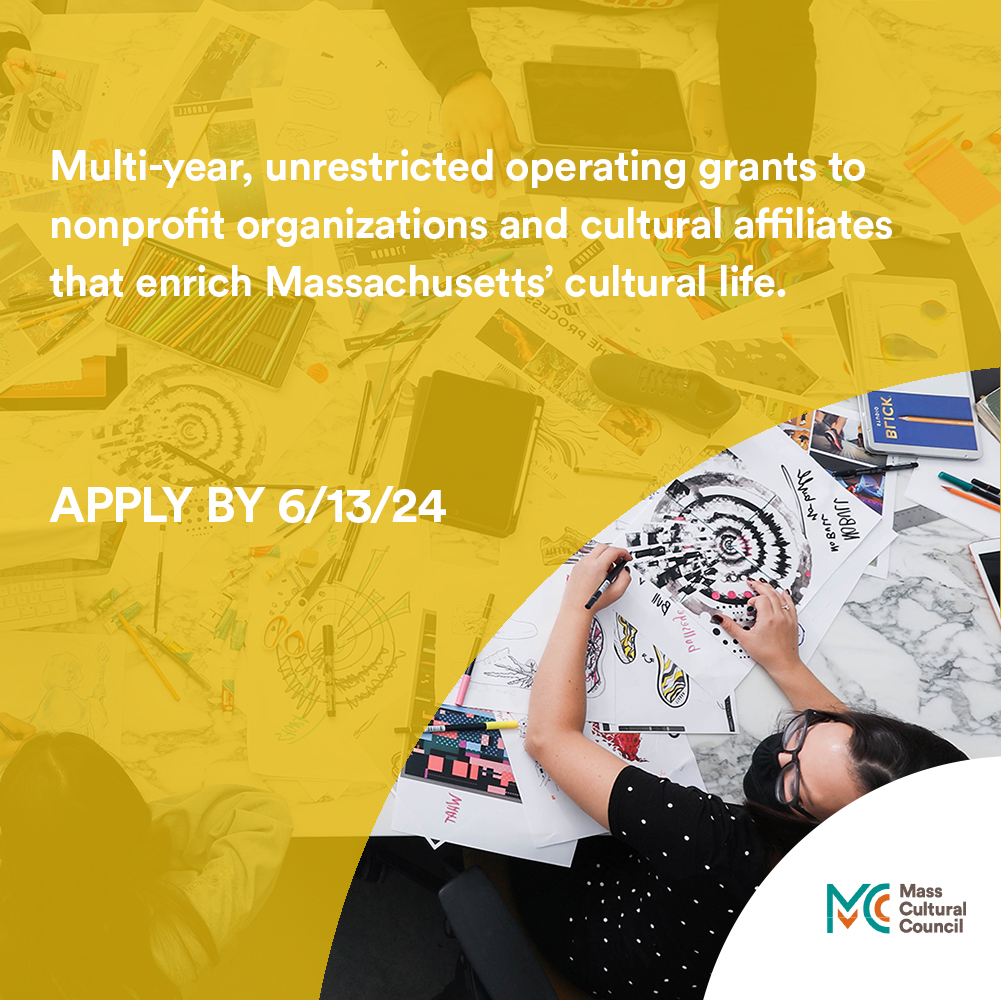 NEW: Operating Grants for Organizations provide multi-year, unrestricted funding for nonprofit organizations that enrich Massachusetts’ cultural life. Deadline: June 13, 2024. massculturalcouncil.org/blog/new-opera… #PowerOfCulture #mapoli