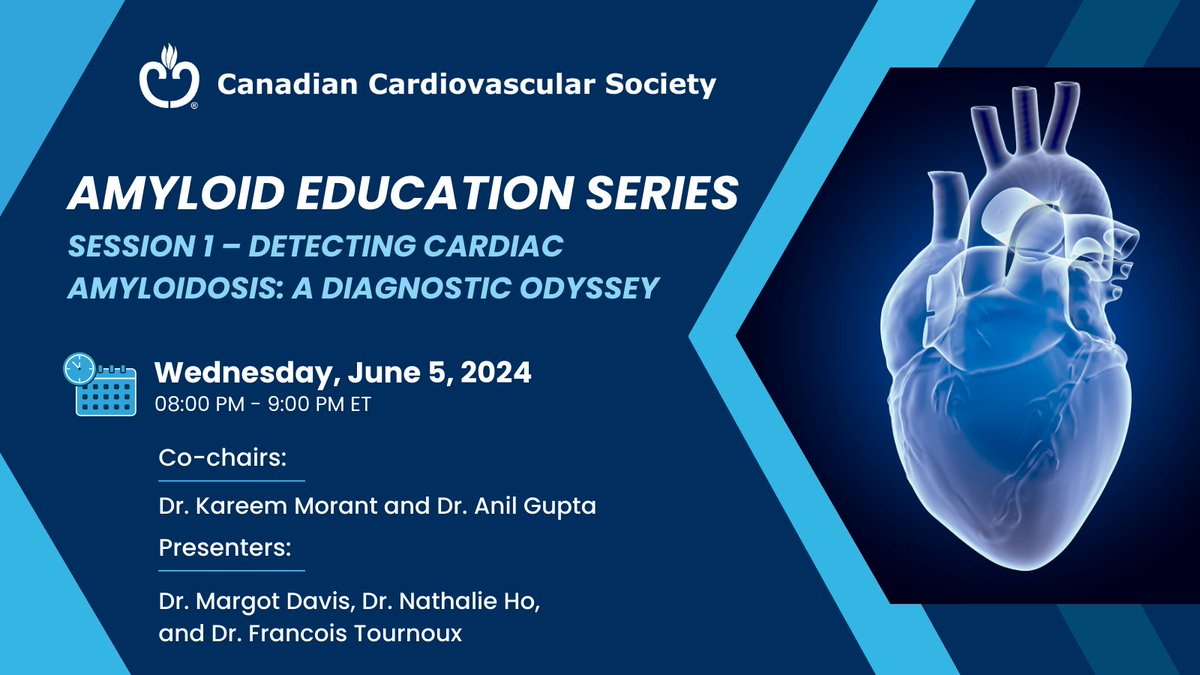 Coming next Wednesday: Session 1 of our #Amyloid Education Series. Join co-chairs @Kmorant34 & @RealAnilGupta and presenters @MargotDavisMD, Dr. Nathalie Ho & @ftournoux for 'Detecting Cardiac Amyloidosis: A Diagnostic Odyssey'. Learn more & register now: ow.ly/Free50RYRqV