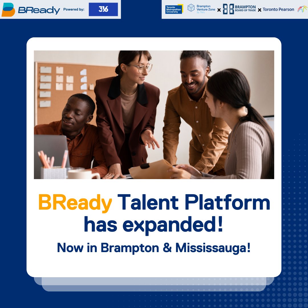 Calling employers and talent in Mississauga, we have exciting news for you! 🤩 The BReady Talent Platform is excited to announce its expansion into Mississauga.

The new and upgraded platform is now LIVE and applications are OPEN! 🙌

Register here: bit.ly/new-bready-tal…