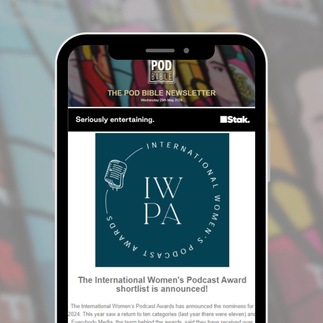 Pod Bible (@podbible) on Twitter photo NEWSLETTER #217 // 🏆 The IWPA shortlist is announced!
The <a href="/IWPodcastAwards/">International Women’s Podcast Awards</a> shortlist is announced! (<a href="/everybody_media/">Everybody Media</a>)... PLUS the <a href="/IndPodAwards/">Independent Podcast Awards</a> entry deadline has been extended by two weeks, with entries now closing on Friday 14th June at 5pm.
READ NOW: mailchi.mp/podbiblemag/po… NEWSLETTER #217 // 🏆 The IWPA shortlist is announced!
The <a href="/IWPodcastAwards/">International Women’s Podcast Awards</a> shortlist is announced! (<a href="/everybody_media/">Everybody Media</a>)... PLUS the <a href="/IndPodAwards/">Independent Podcast Awards</a> entry deadline has been extended by two weeks, with entries now closing on Friday 14th June at 5pm.
READ NOW: mailchi.mp/podbiblemag/po…