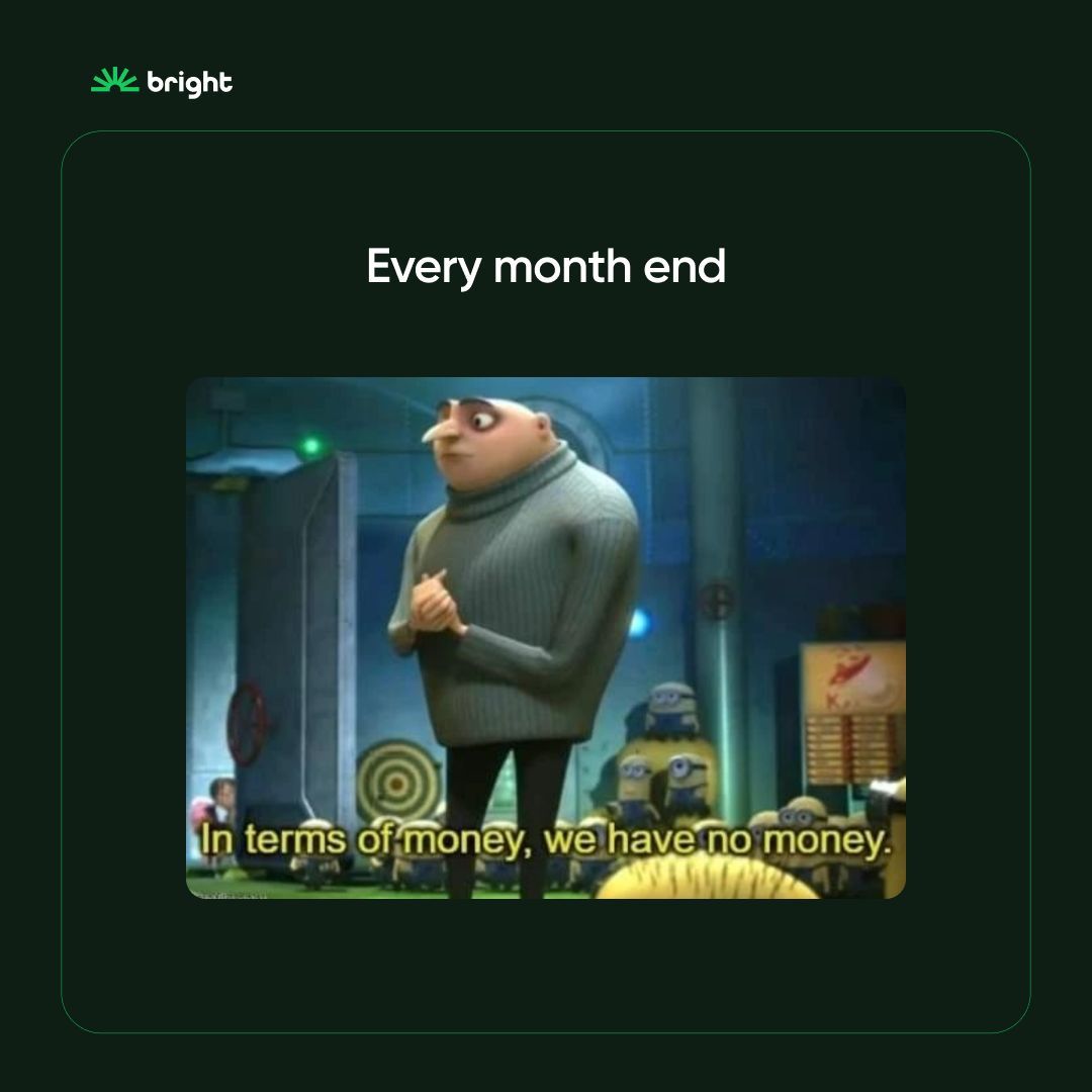 Every month end😐 

#minions #gru #despicables #dailymemes #money #broke #memes #funny #relatable #relatablememes #dailymemes #funnymemes #humor #9gag #viral #defeatdebt #brightleap #debt #explore #laughterday