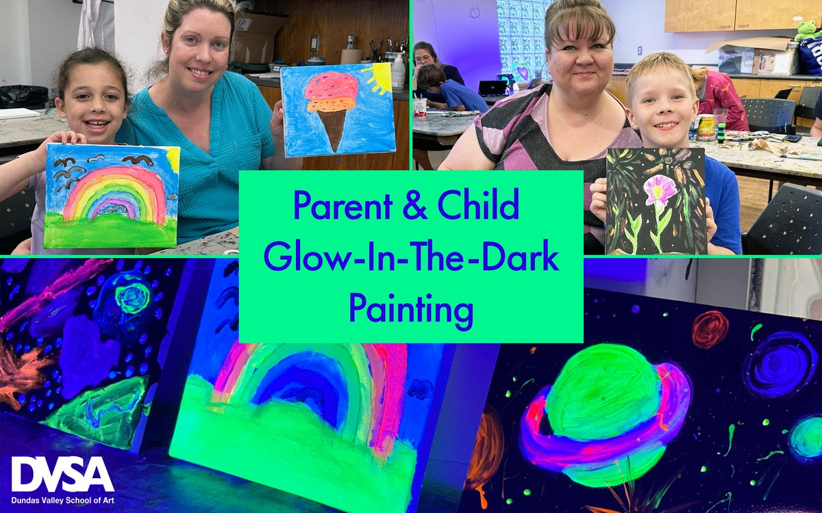 Our #parentandchildart  Glow-In-The-Dark #Painting class with instructor  Amanda Jameson was the 'highlight' of last Friday night. This workshop returns in the fall. Stay tuned.
--
#artclasses #artworkshop #familyart #artforkids #youngartists #artschool #dundasont