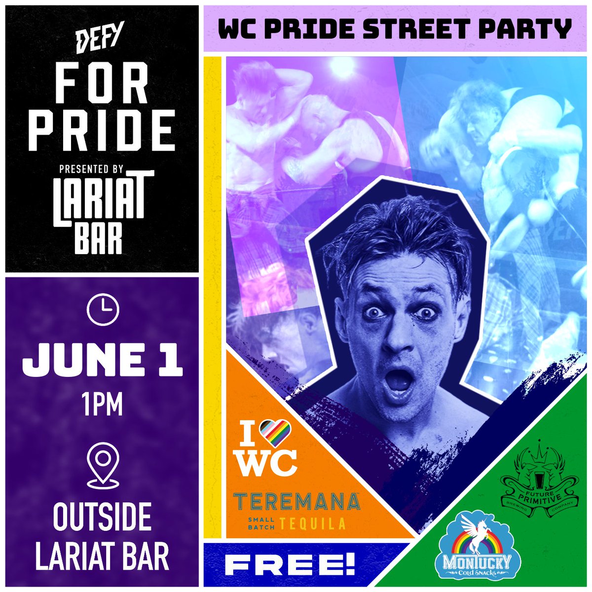 THIS SATURDAY come celebrate DEFY FOR PRIDE. Join us outside LARIAT BAR for another great year of action and a day of festivities!