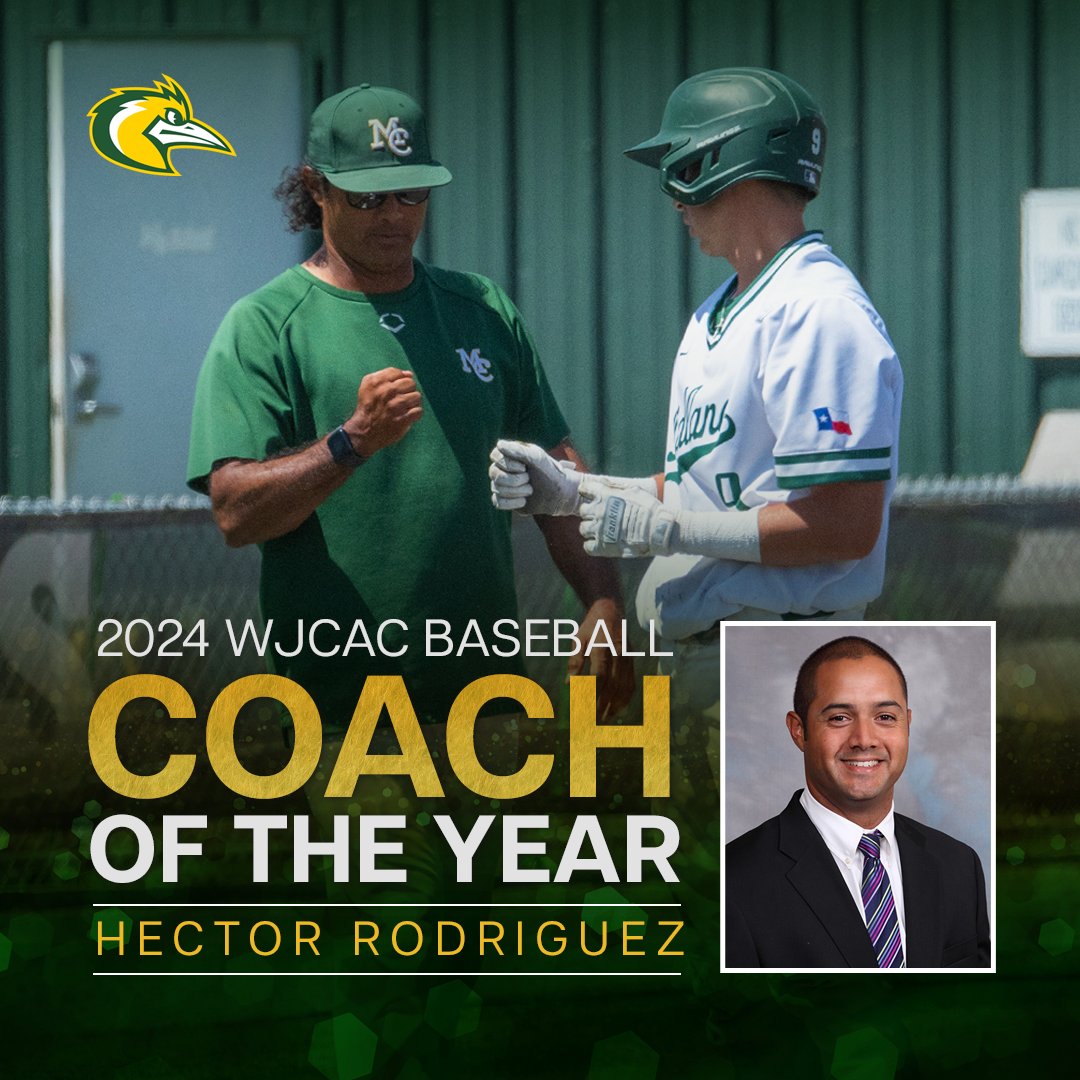 ⚾ Midland College #Baseball's Head Coach Hector Rodriguez has been named the 2024 #WJCAC Coach of the Year! 🏆👏

Please help us congratulate him on such an impressive achievement. 

Read the full story here: bit.ly/MC-Rodriguez

#MidlandCollege #GoChaps👌