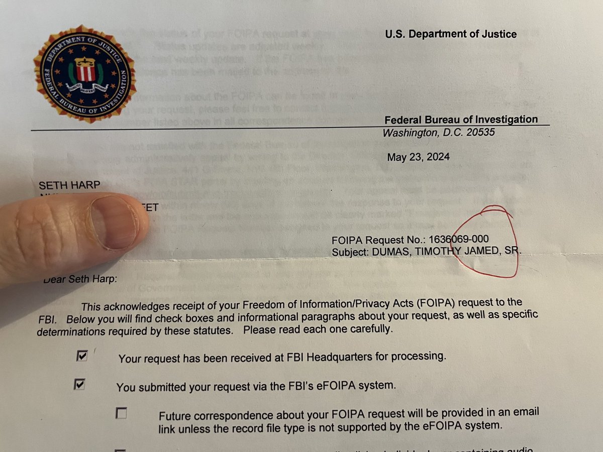 One of the ways the FBI works to flout public records laws is to “accidentally” introduce little typos and misspellings into people’s FOIA requests. This will cause a delay of many months, may not be caught by the requester at all, and looks like an innocent error.