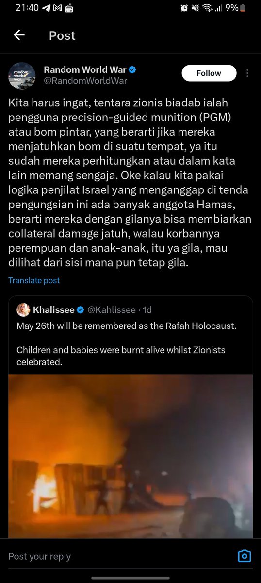 @agnationaward @agnezmo Wkwk astagaaa, nih aja dah baca, ini yg lo sebut perang, ngebomb tenda pengungsi yg isinya banyak anak2 wanita orangtua, itupun mereka ngungsi jg krn disuruh ama Israel. ini yg lo sebut perang, udah menyalahi aturan. Pun udah banyak pakar yg nyebut kelakuan israel itu genosida.