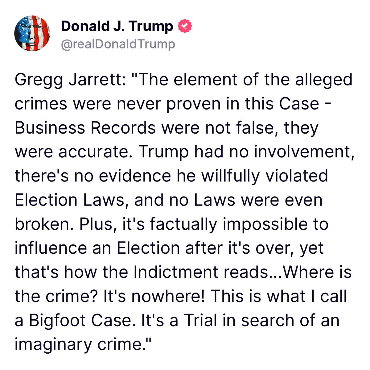 Trump just now on Truth.