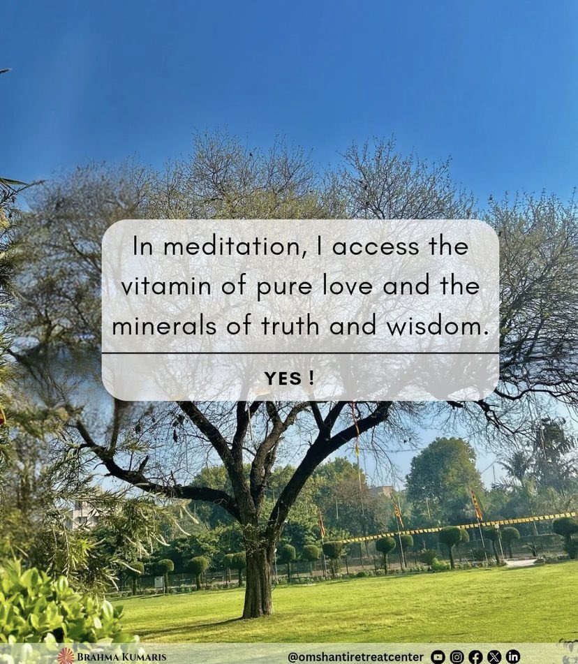 Meditation nourishes the spirit with love, truth, and wisdom. Follow us @OMSHANTIRETREAT for daily wisdom! #Meditation #InnerStrength #omshanti #brahmakumaris #omshantiretreat
