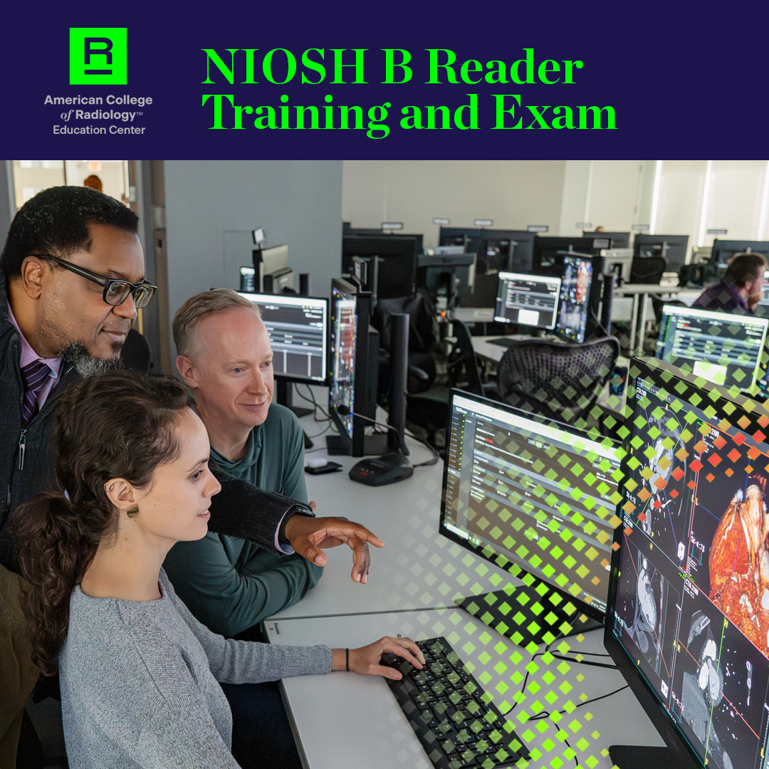 Get prepared for the NIOSH B Reader Certification with the #ACREducationCenter! 

Engage in lectures and hands-on classification of chest radiographs from an enriched set of cases, and have an opportunity to sit for the certification exam. bit.ly/3yfKqKm