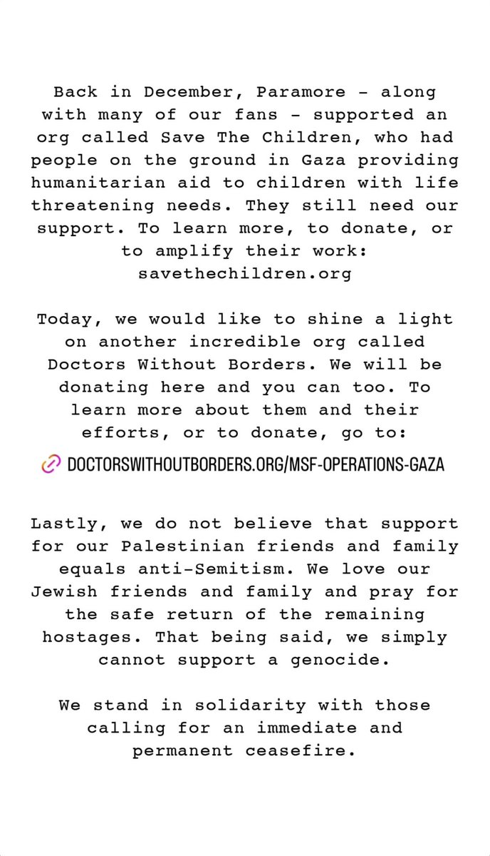 Paramore on Instagram 🇵🇸