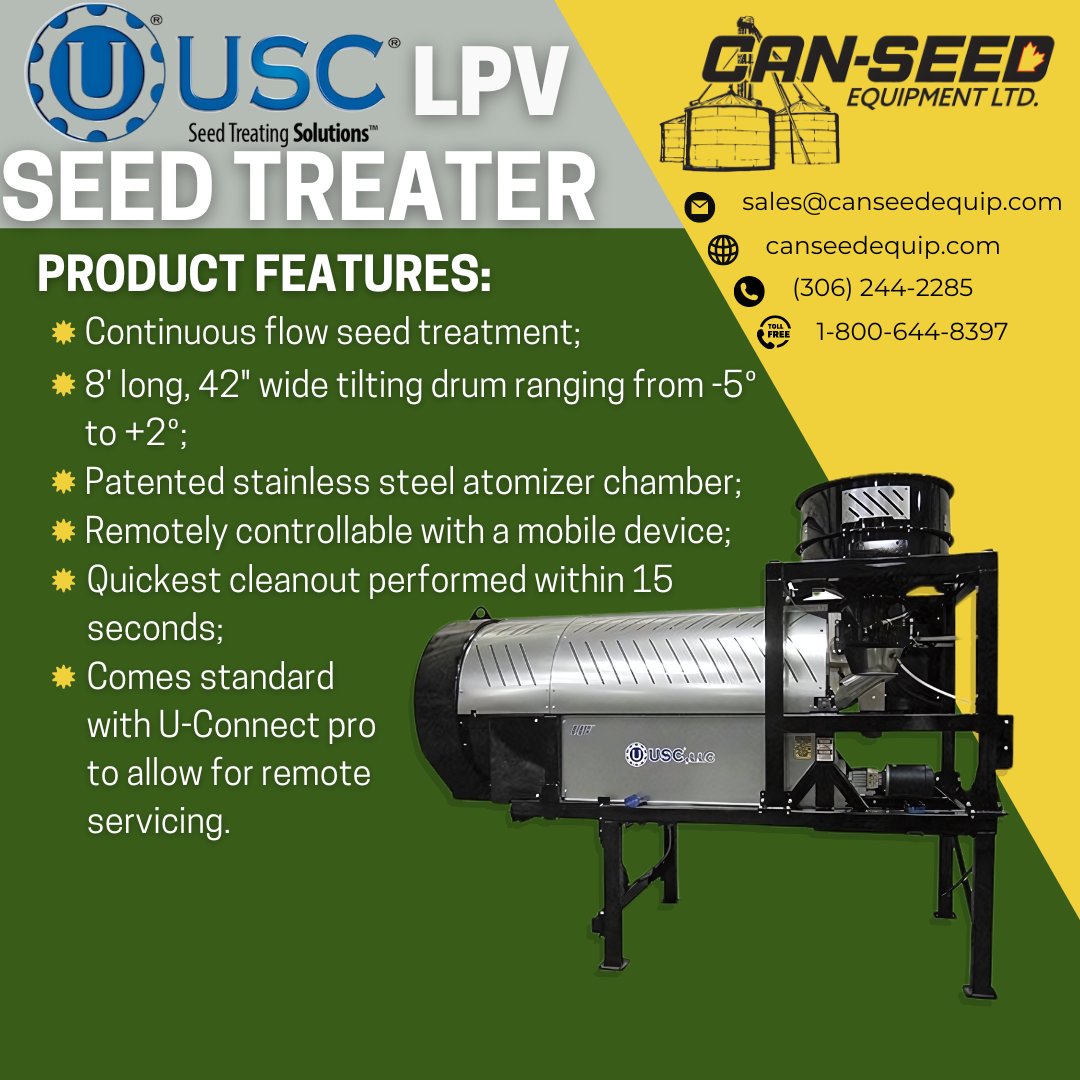 High end automation. Unmatched power.
USC, LLC's LPV Series Seed Treater is the only treater designed to handle all three metering options: Seed Metering Wheel, Loss in Weight, and Weight Belt. USC's robust v4.0 Automation platform allows for seed treating in a variety of