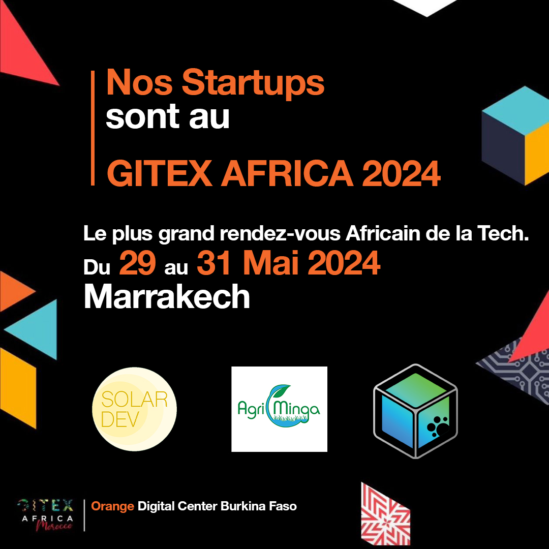 Après le VivaTech à Paris, les startups de Orange Fab ont mis le cap vers le GITEX Africa à Marrakech, le plus grand événement tech et startups du continent, qui se tient du 29 au 31 mai 2024.
SolarDev, Agri Minga et Laafi Concept représentent le Burkina Faso à travers OrangeFab.