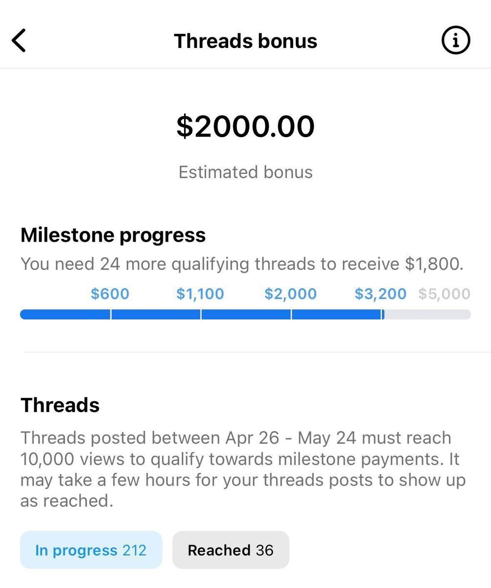 Breaking News @instagram social media platform threads is now allowing users to monetize their platform 👀